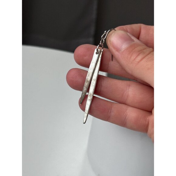 Handmade Fork Tine Earrings: Antique Silverware Jewelry layered spike silver - Picture 4 of 7